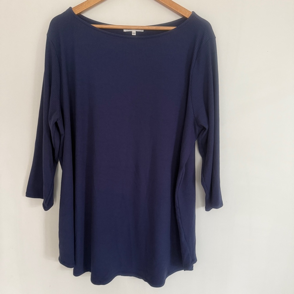 Ivy Rose Women Blue 3/4 Sleeves Pullover Tunic Top Plus Size 3X